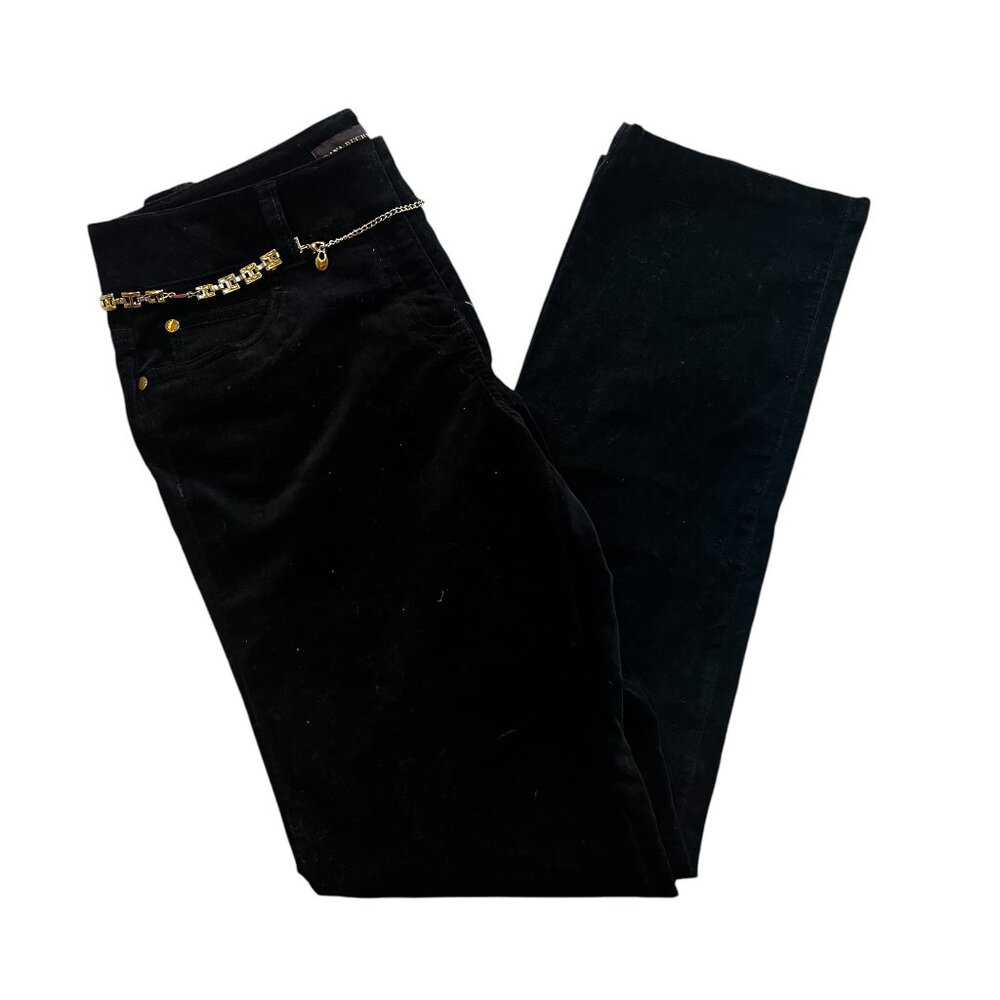 Dana Buchman Black Tie Pants with Gold Belt Size 8